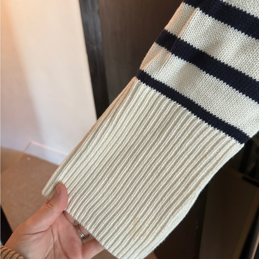 GAP Navy and Cream Striped Turtleneck Sweater - Picture 3 of 6